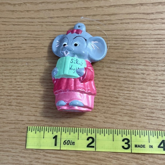 Vintage Ceramic Mouse Christmas Ornament Handmade 3.5” Choir Girl Silent Night - Picture 6 of 6